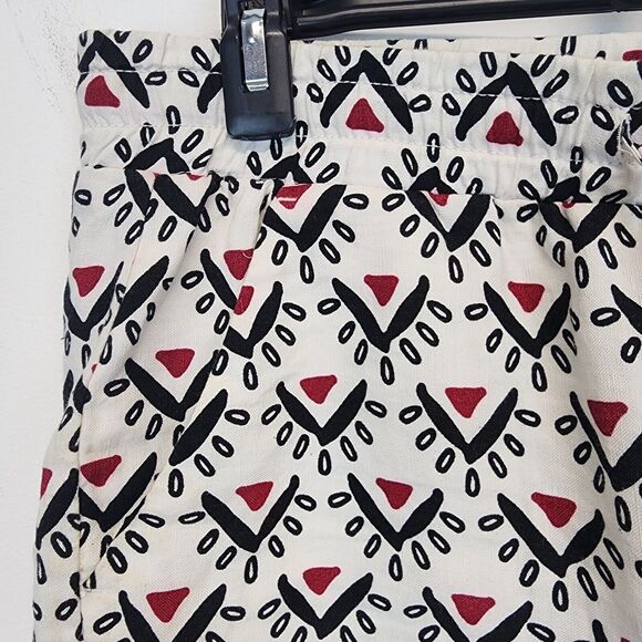 Loft Geo Linen Blend Shorts Size S Pull On Elastic Waist Drawstring Pockets - Picture 3 of 9